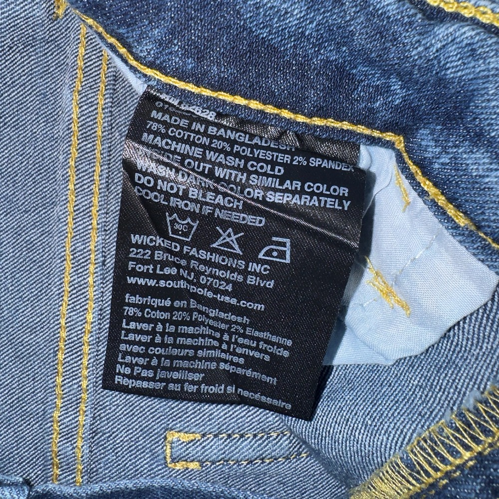 Southpole Shorts Boys 16 Blue Denim Distressed Casual Flat‎ Front Regular Fit - Picture 9 of 12